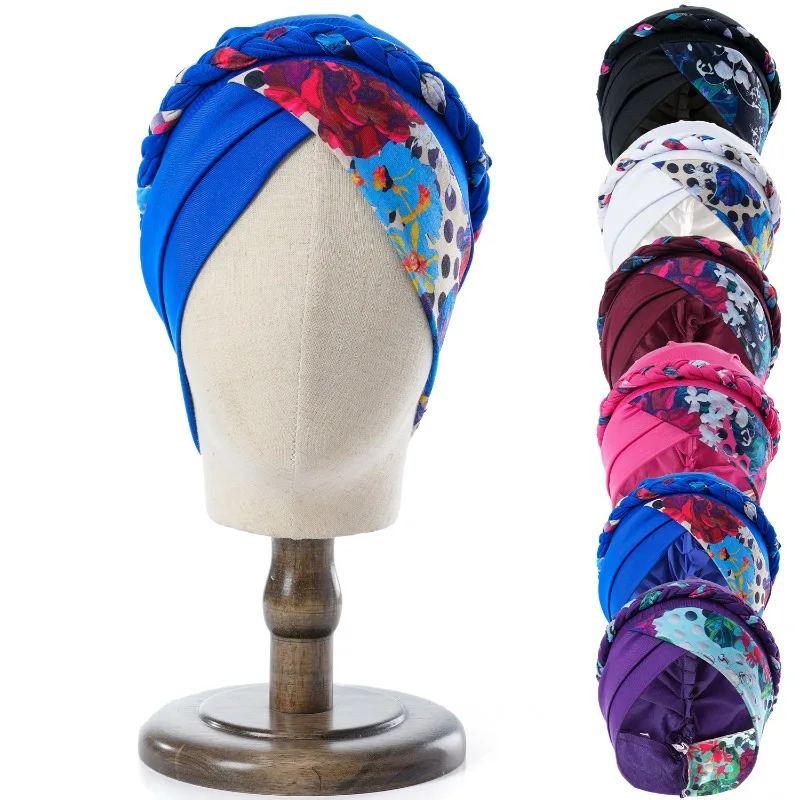 2026 Newly Designed Printed Brushed Headscarf Short Braids Head Covering Hair Storage Cap Outerwear Pullover Hats for Ladies