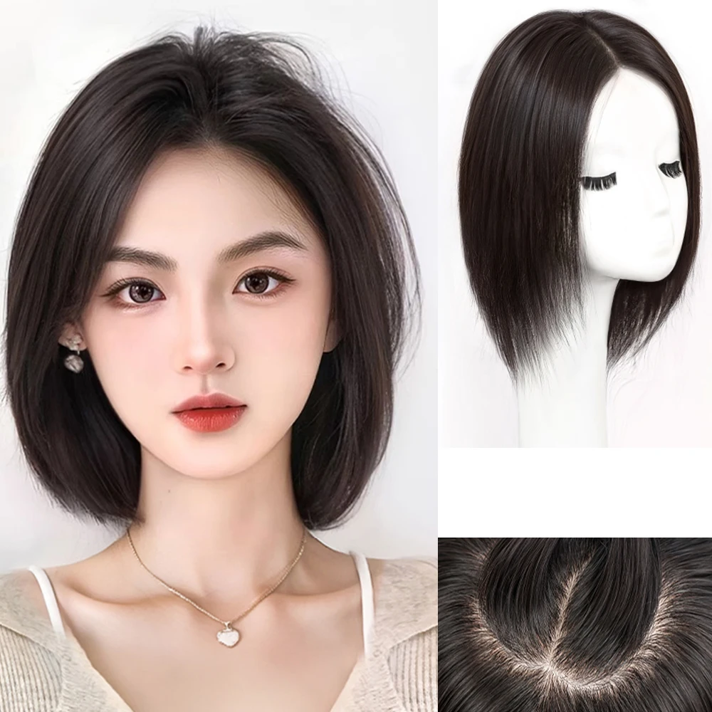 

Natural Color Bob Wigs for Women Short Straight Wig with No Bangs Real Human Hair Wig with Middle Part for Daily or Party