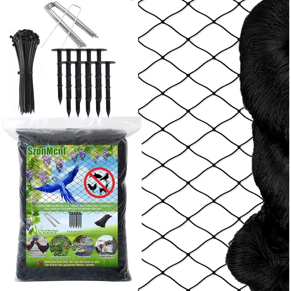 1 filet de protection en nylon 15*15m, pour jardin, balcon, étang, ferme et plantation agricole en vignoble.