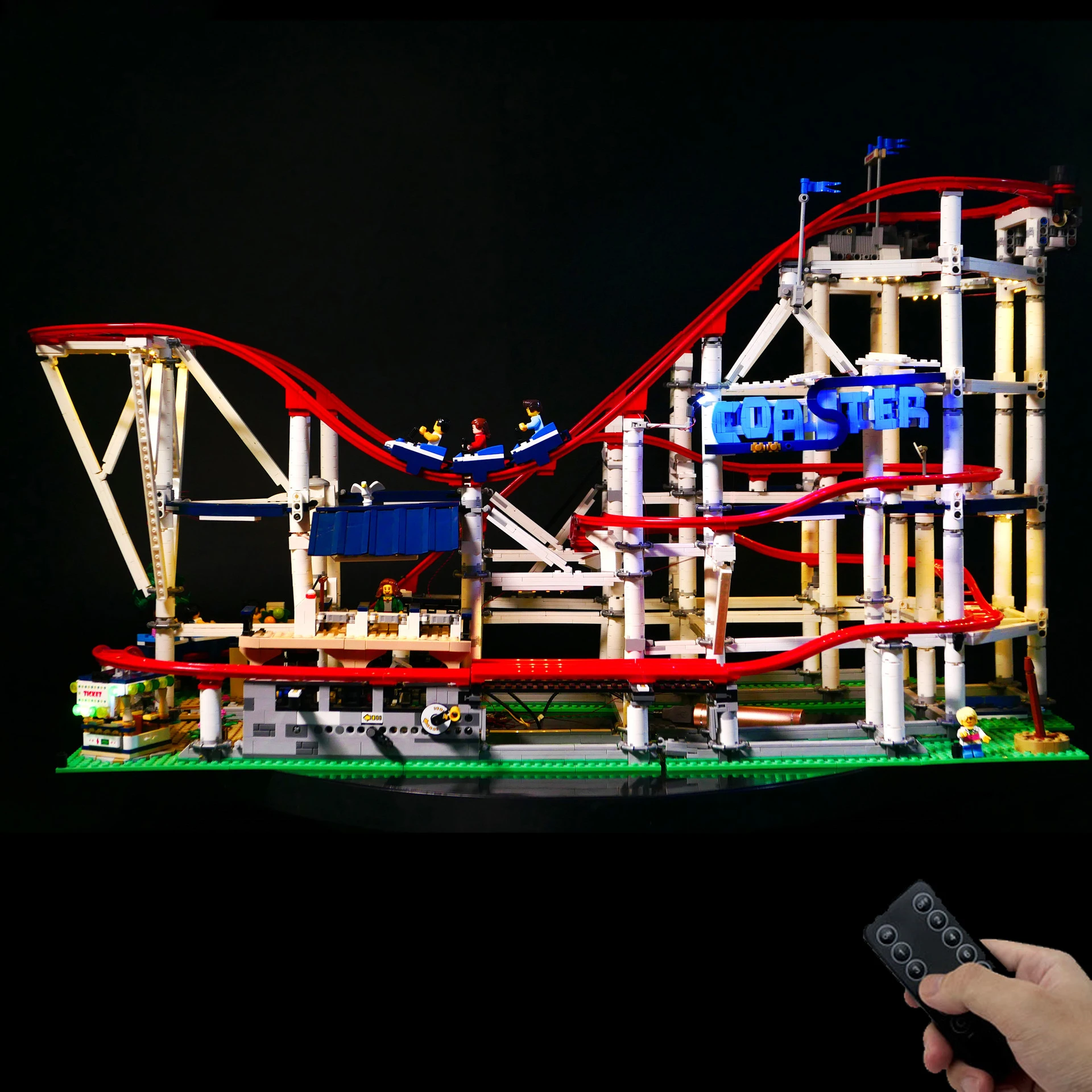 

DIY LED Light Kit Compatible with 10261 Roller Coaster – Remote Control Lighting Accessories for Building Blocks (Lights Only)