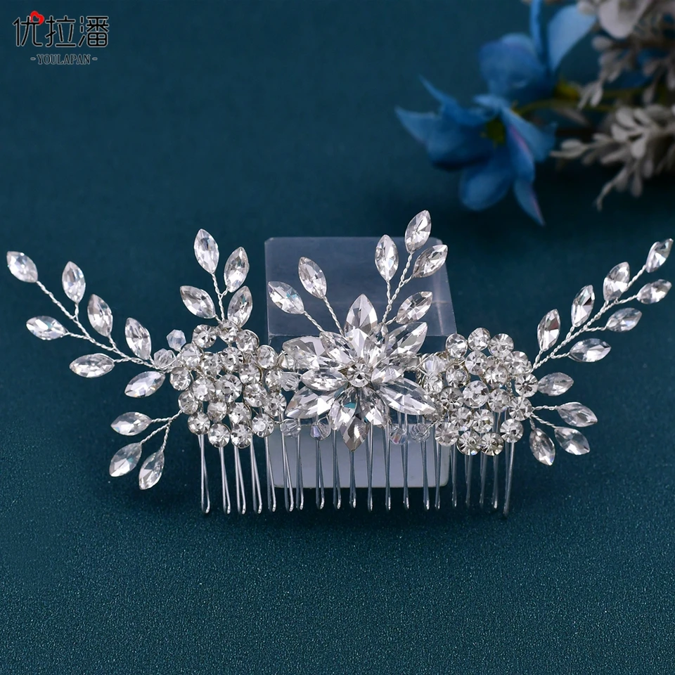 TOPQUEEN Wedding Tiara Bridal Combs Rhinestone Wedding Headwear
