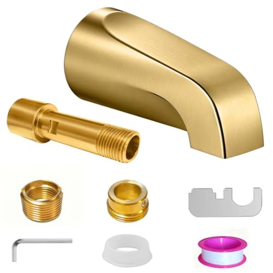 

Сливной излив для ванны без переключателя, цельнометаллический, 5,3 дюйма, подходит для медных труб 1/2 дюйма с накидным соединением и труб с резьбой IPS 1/2 или 3/4 дюйма, герметичный