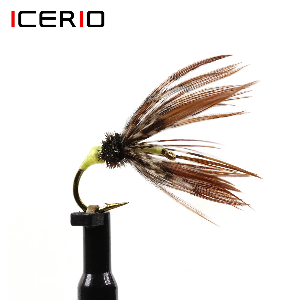 ICERIO 8PCS New Kebari flies Hackle Tenkara Trout Fly Fishing Lures #12 Tenkara/Kebari Fly