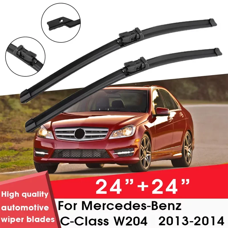 Car Wiper Blade For Mercedes-Benz C-Class W204 2013-2014 24"+ 24" Windshield Windscreen Clean Naturl Rubber Cars Accessories