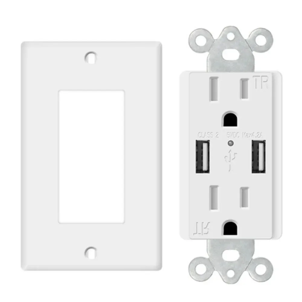 US Plug Wall Power Sockets USB Type C Mexico Outlets Electrical Plates Fast Charger 5V/4.2A Tamper Resistant Shutter Home Office