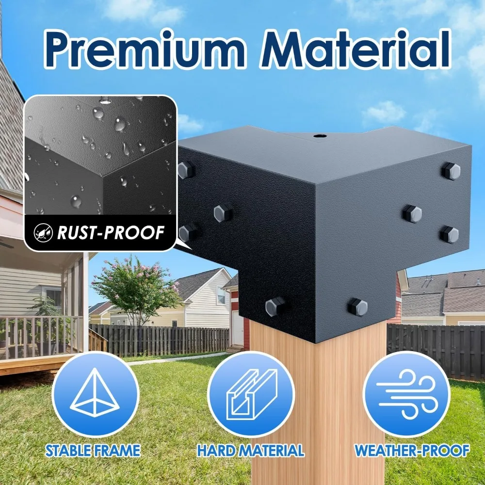 دعامات زوايا ثلاثية الاتجاهات 4 × 4 شديدة التحمل للبرجولات، تدعم الزاوية اليمنى سهلة التركيب للمراقبة الخارجية والعريشة الفناء #2