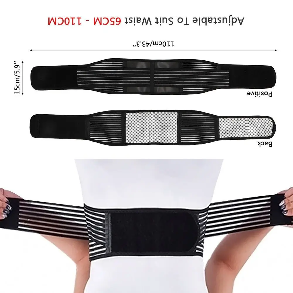 Magnetic Back Support Brace Belt Lumbar Lower Waist Double Adjust Pain Relief