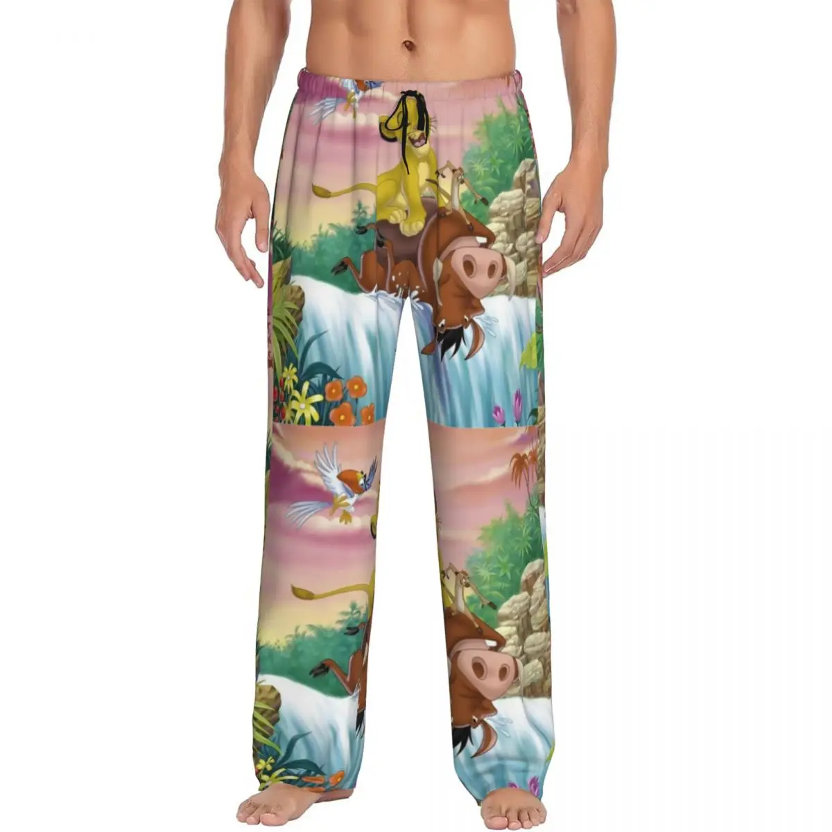 

Custom Italian Animated Television Lion King Simba Pajama Pants Men's Sleepwear Lounge Sleep Bottoms Stretch with Pockets