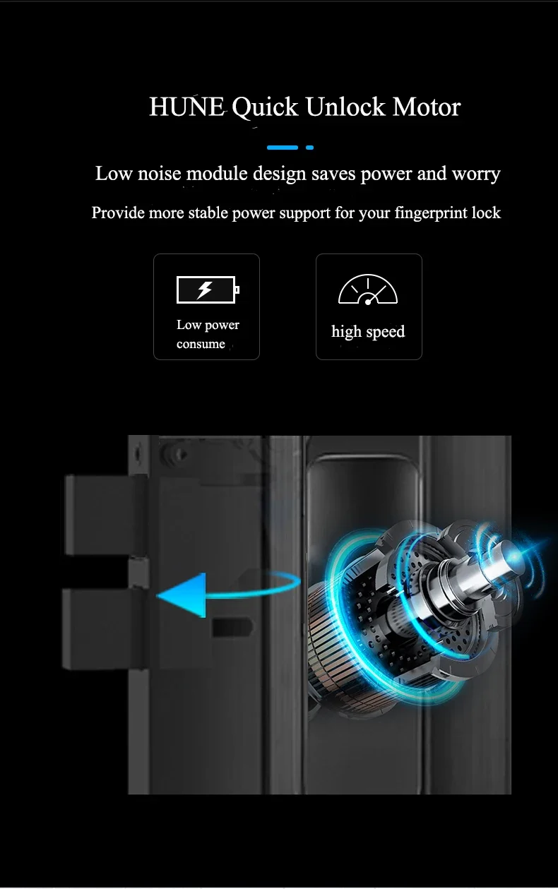 006HUNE AI Smart Camera Lock APP Fingerprint Code Biometric Digital Door Lock Home Office Keyless