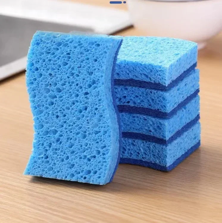 1/2/6/12PCS Dishwashing Sponge Cleaning Cloth Sponge Wood Pulp Cotton Three In One Cleaning Kitchen Washing Dishes Pots Removing
