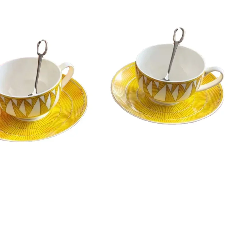 Imagem -05 - Europeu Sun Coffee Cup e Plate Grupo Copos e Placas Grupo Bone China Series Utensílios de Cozinha Doméstica Premium Amarelo