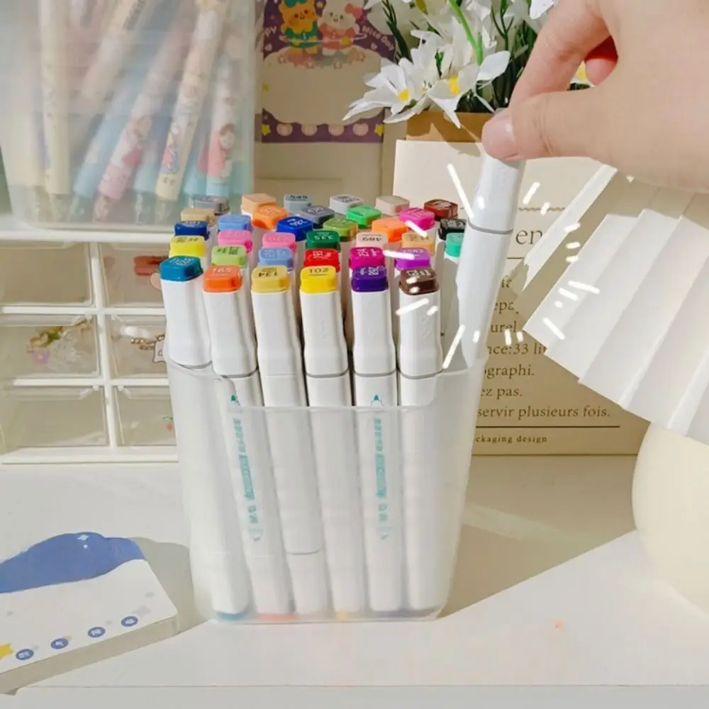 Simple Desktop Organizer Stationery Box Cosmetic Holder Large Capacity Storage Box Korean Translucent Pen Holder Student
