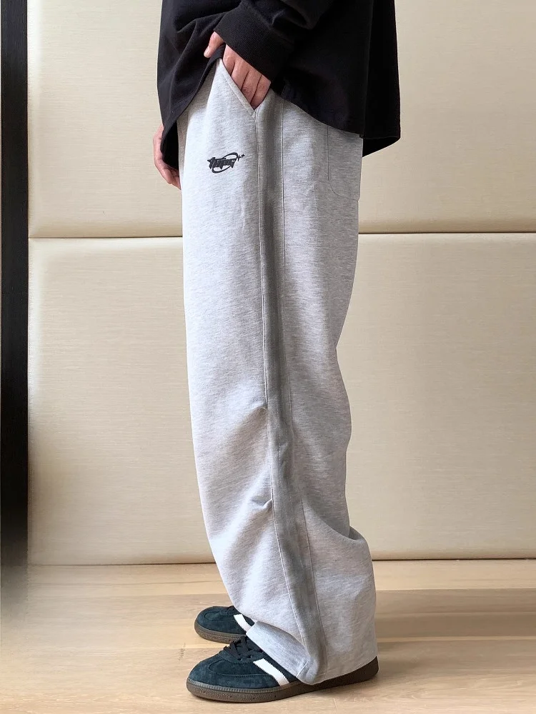 

the Pang Trendy Brand plus Size Men's Loose Straight Leg Casual Pants Pleated Long Trousers Men's Sweatpants Autumn Faion