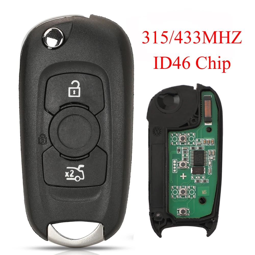 

jingyuqin Folding Remote Car Key For Buick Verano Regal Excelle GT Excelle XT Crosse For Opel Astra K 3Buttons 315MHZ ID46 Chip