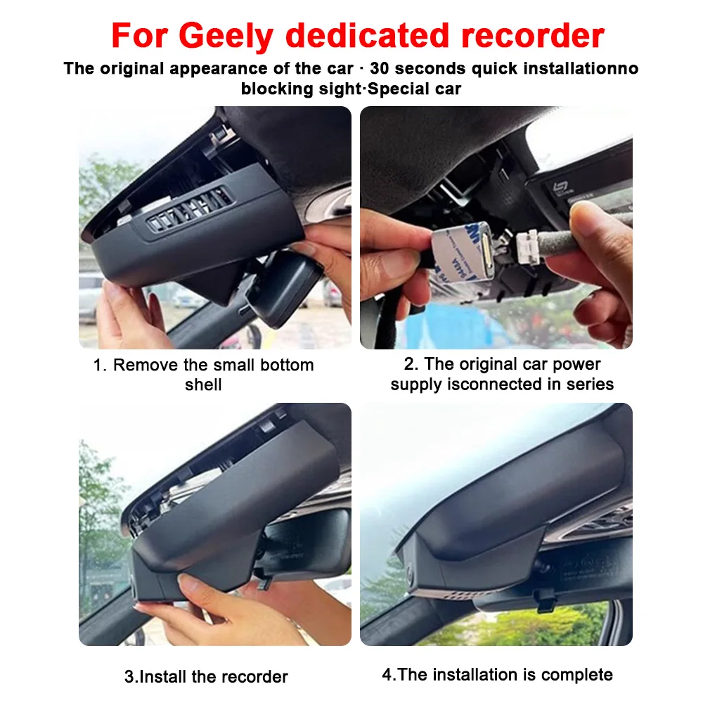 4K HD 2160P Plug and Play WiFi Car DVR Video Recorder Dash Cam For Geely Tugella Xingyue L KX11 Monjaro 20203 By APP Control