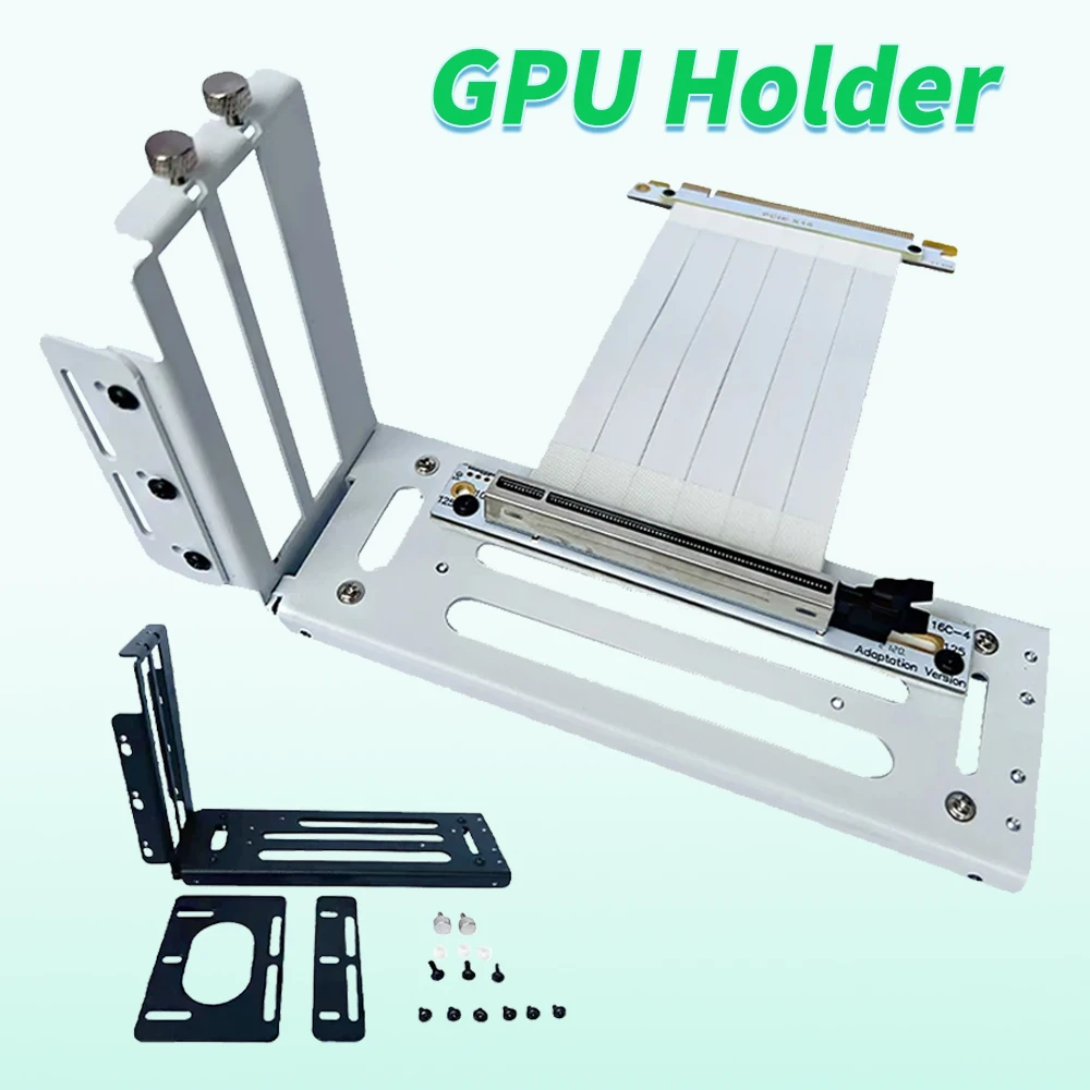 

Vertical GPU Mounting Bracket Graphics Card Holder Kit with PCI-E 4.0/3.0 x16 Riser Cable 90 Degree Right Angle 15cm 20cm 30cm