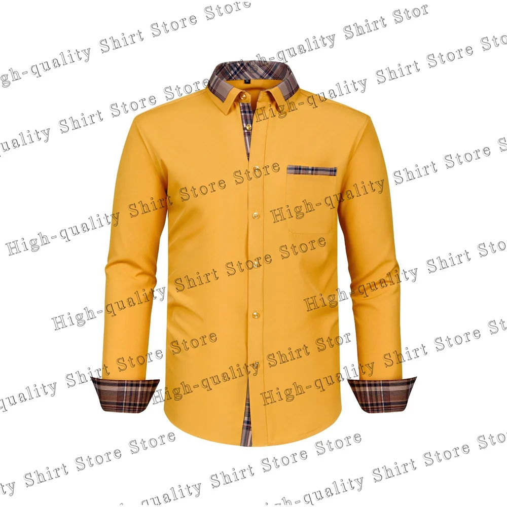 

Multicolor Men's Shirts Casual Breathable Long Sleeve Colorblock Lapel Shirt Daily Vacation Front Pocket Men's Clothing