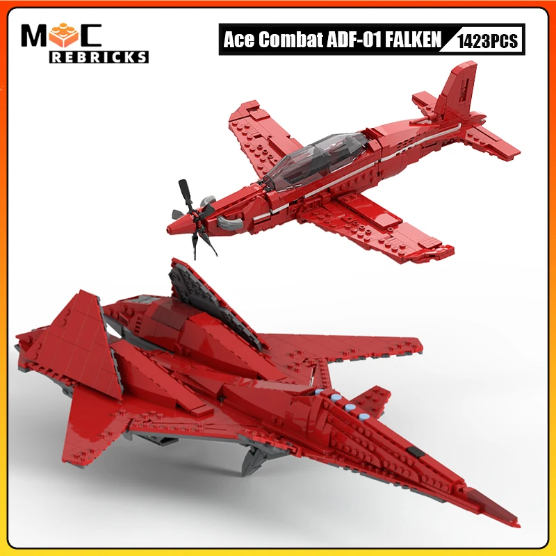 

MOC военная серия, строительный блок Ace Combat ADF-01 FALKEN Pilatus PC-21, модель пропельного самолета, кирпичи, игрушки для мальчиков, рождественские подарки