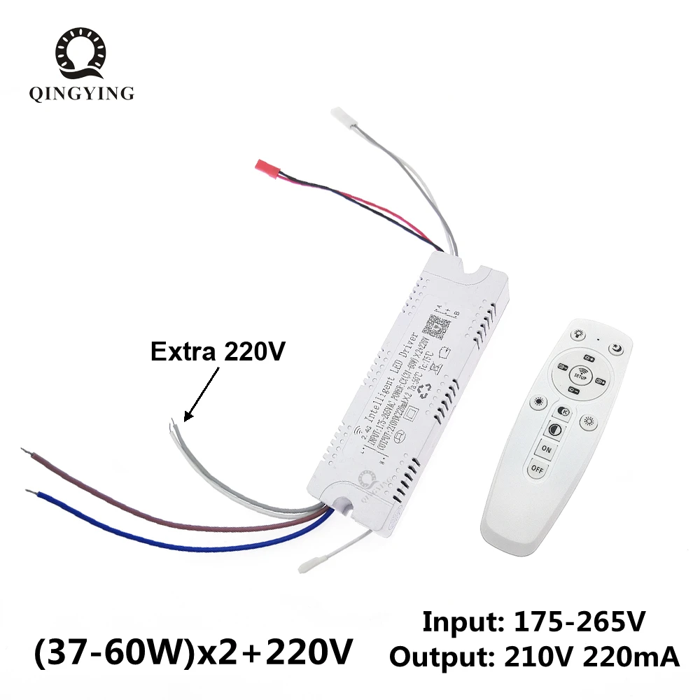 1-5pcs 2.4G Intelligent LED Driver 37-60Wx2+220V App&Remote Control Color Dimming&Changeable Lamp Transformer For Chandelier