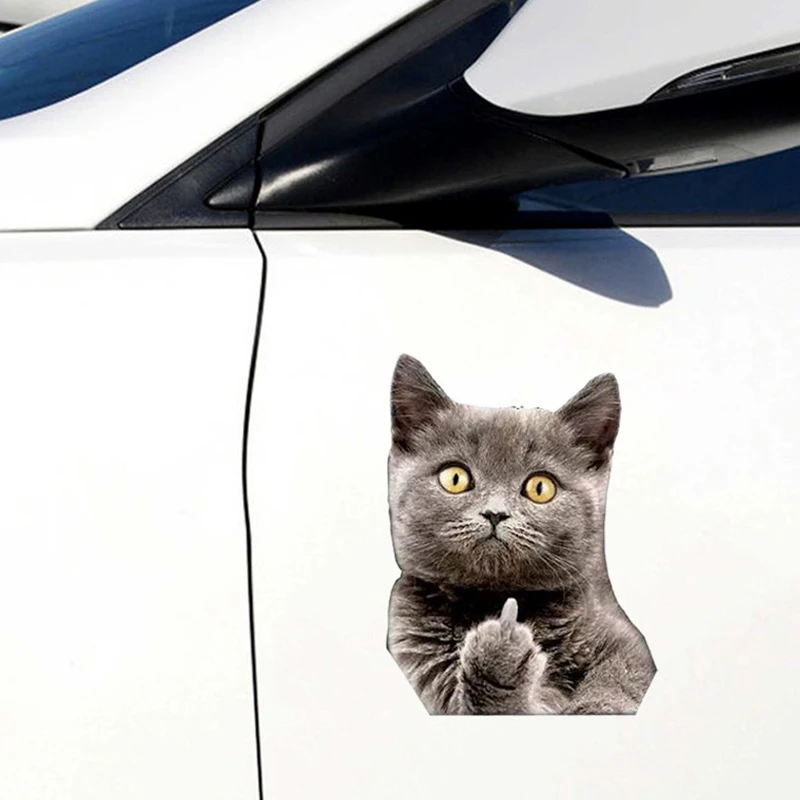 Cartoon Cute Cat Middle Finger Car Sticker Car Body Window Decoration For Truck Vehicles Automobiles Motorcycle For Macbook