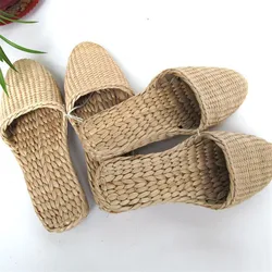 2023 New Products Hand-Woven Straw Women'S Slippers Creative Hotel Environmental Protection Slippers Couple Indoor Home  Discoun