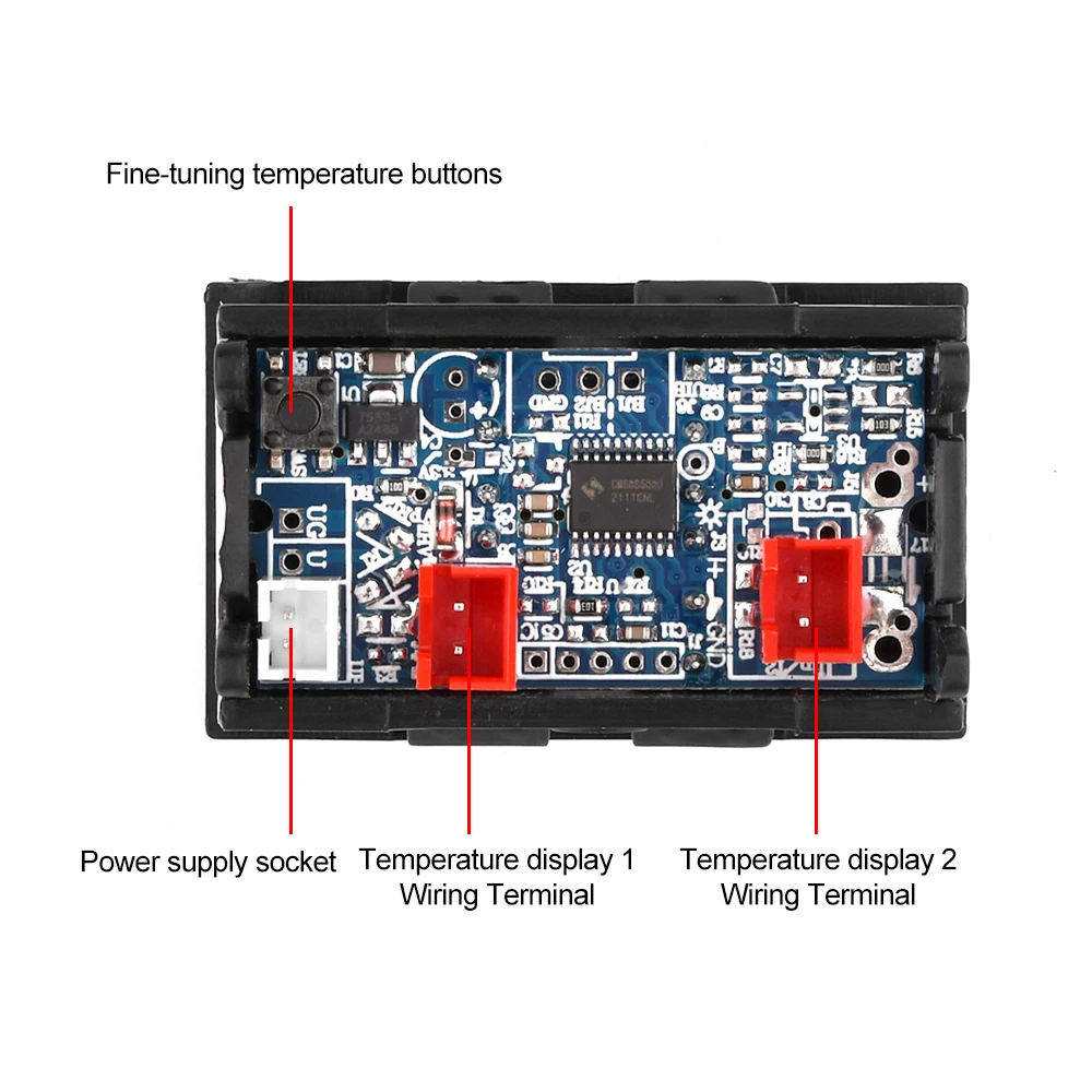 Imagem -03 - Led Dual Display Termômetro Digital Medidor de Temperatura Ntc Sonda Impermeável Sensor de Temperatura para Carro Geladeira dc 428v