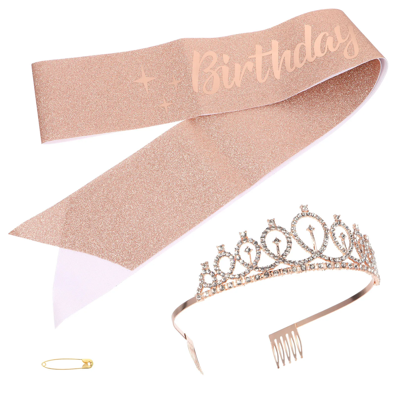 

1Set Crown Shoulder Strap Birthday Party Headband Set for Premium Comfortable Wearable Party Dressing Props Creative
