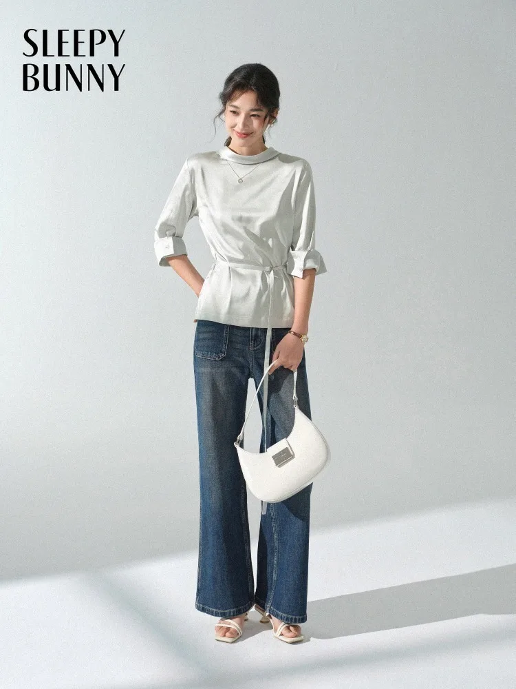 

Elegant Green Long Sleeve Blouse Slim Fit Lapel Shirt Chic Two-Way Design Office Top for Autumn Daily Workwear and Casual Outfit