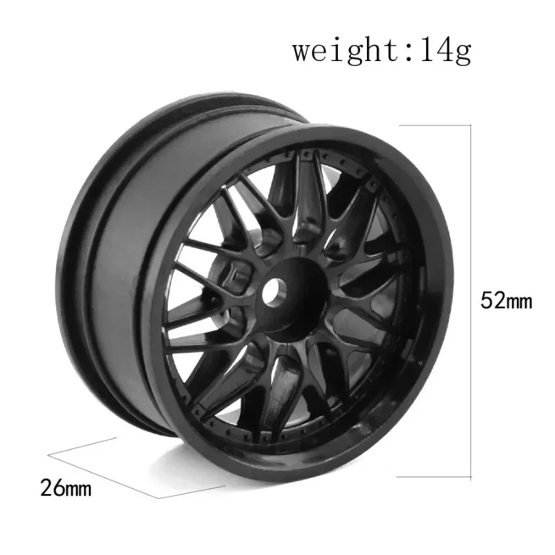 4 szt. 52mm 1/10 RC Samochód Wyścigowy On-Road Drift Plastikowe Felgi Piasty Kół