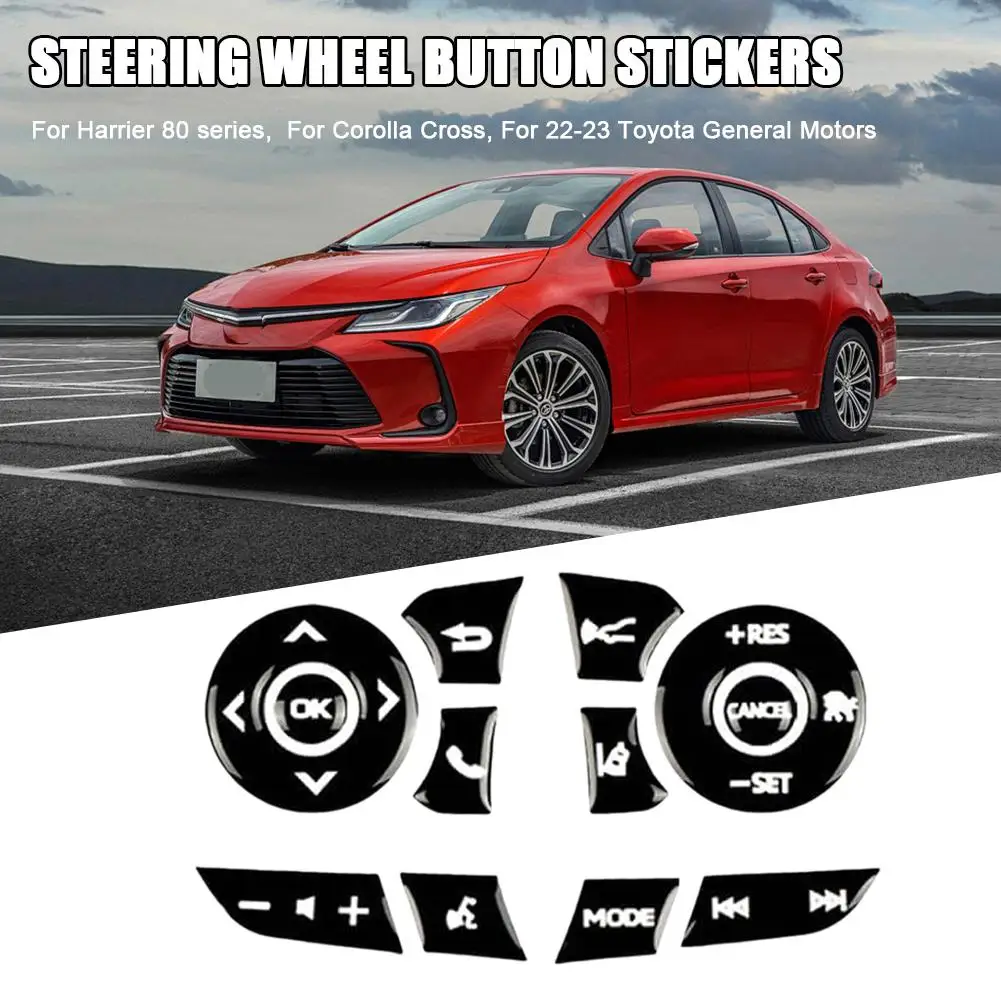 Steering Wheel Button Stickers For Harrier 80 Series For Corolla Cross for Toyota 22-23 Steering Switch Cover Accessories C4Z2