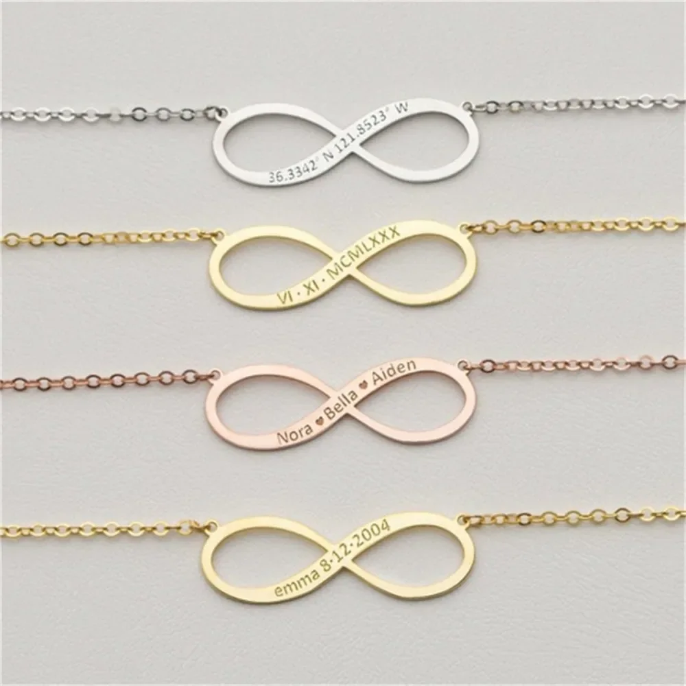 

Simple Two-Sided Letter Grave 8 Character Pendant Necklace for Women 316L Stainless Steel Customizable name Women's Jewelry Gift