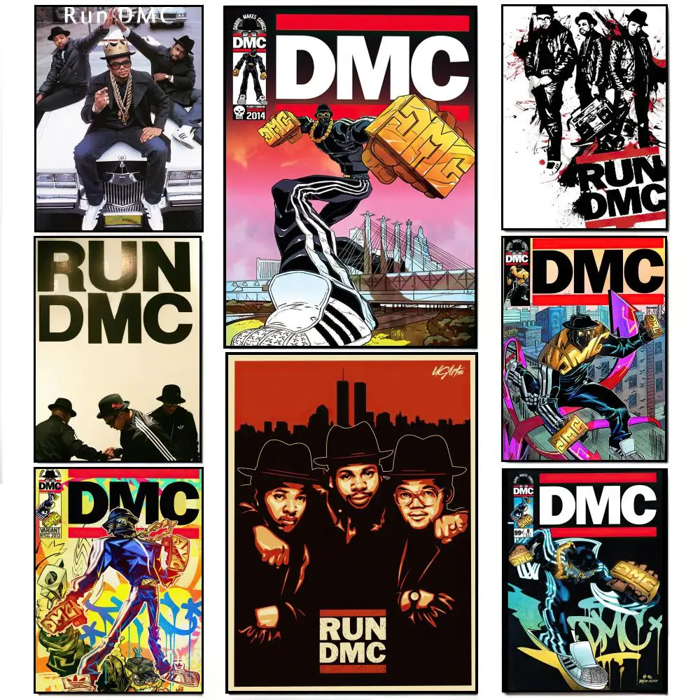 Affiche de groupe révolutionnaire R-Run-D.M.C, autocollant mural HD imperméable, décoration de bar, de salon, cadeau