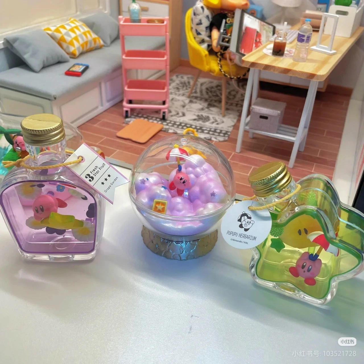 Re-Ment Kirby Star Terrarium Dream Spring Collection Series Blind Box - ของตกแต่งโต๊ะทำงานสำหรับเด็กผู้หญิง ของขวัญวันเกิด