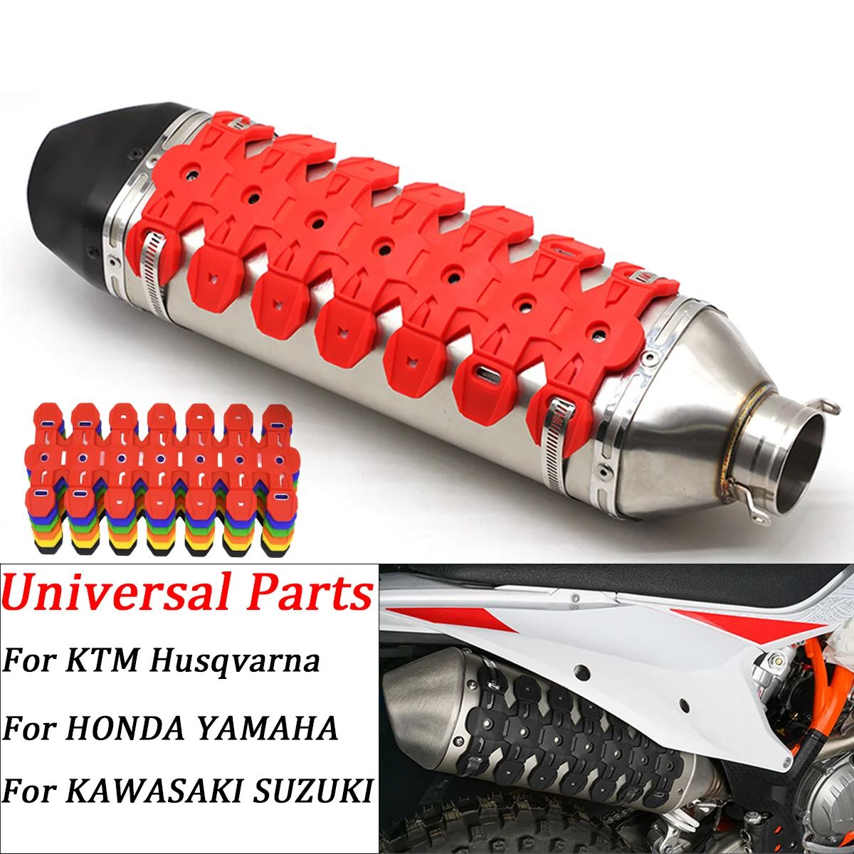 

Motorcycle Heat Shield Exhaust Protective Cover For KTM HUSQVARNA HUSABERG YAMAHA SUZUKI GAS-GAS BETA HONDA KAWASAKI 125-500