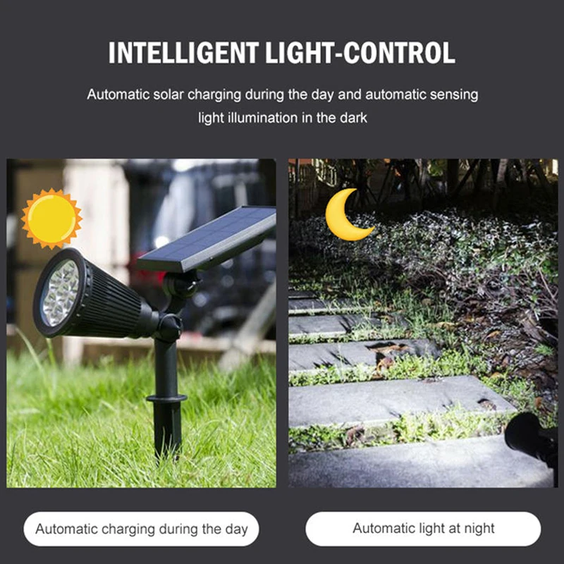 Imagem -02 - Led Solar Spotlight para Decoração de Jardim Luzes ao ar Livre Luzes de Paisagem Ground And Gardening Ip65 Waterproof Lights Decoração de Jardim