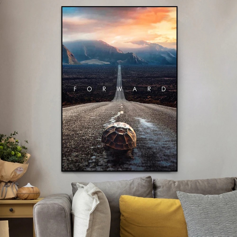 Mindset Forward Inspirierendes Leinwandgemälde, Poster und Drucke, Wandkunst, Bild Cuadros für Wohnzimmer, Heimdekoration