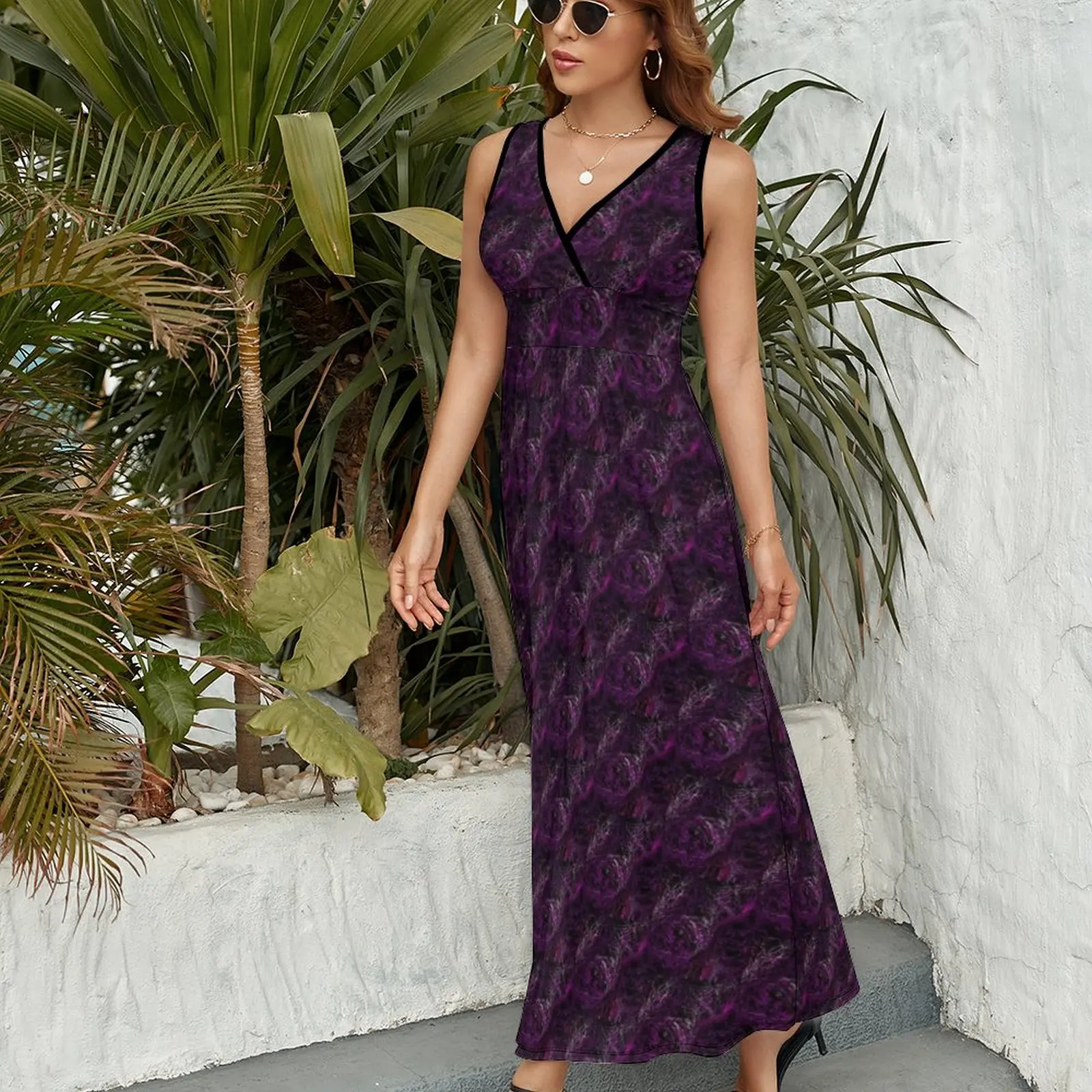 Vivid purple abstract Sleeveless Dress ceremony dresses cocktail dresses summer woman dress 2023