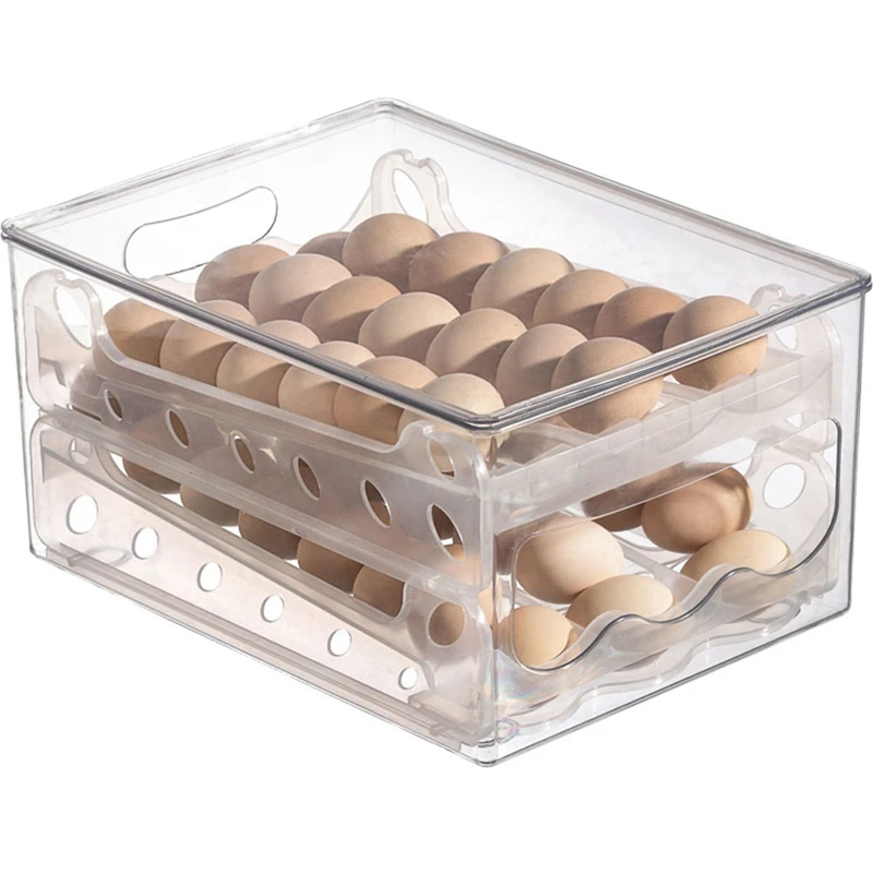 

Slide Eggs Storage Box Accessories Egg Holder Container Refrigerator Drawer Stackable Food Eggs Box Kitchen Fridge Organizer