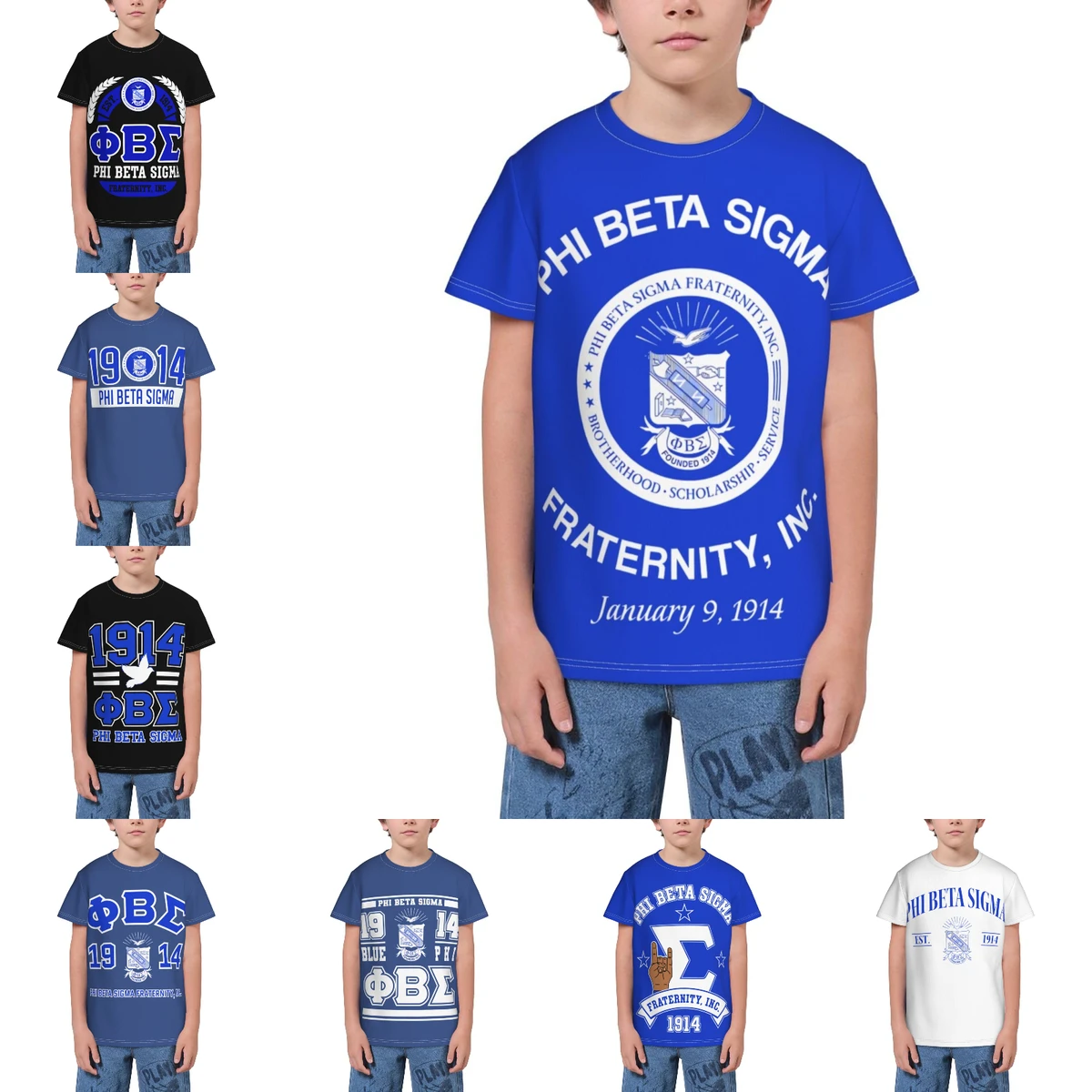 Phi Beta Sigma PBS Fraternity T Shirt - Short Sleeve Crew Neck Soft Fitted Tee Shirts for Teen Girl & Boy