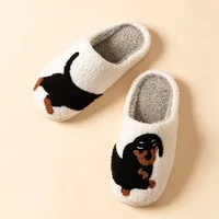 Cartoon Cute and Interesting Dachshund Dog Women Slippers Indoor Warm Comfort Lightweight Bedroom Concise Winter Cotton Shoes - Image 3