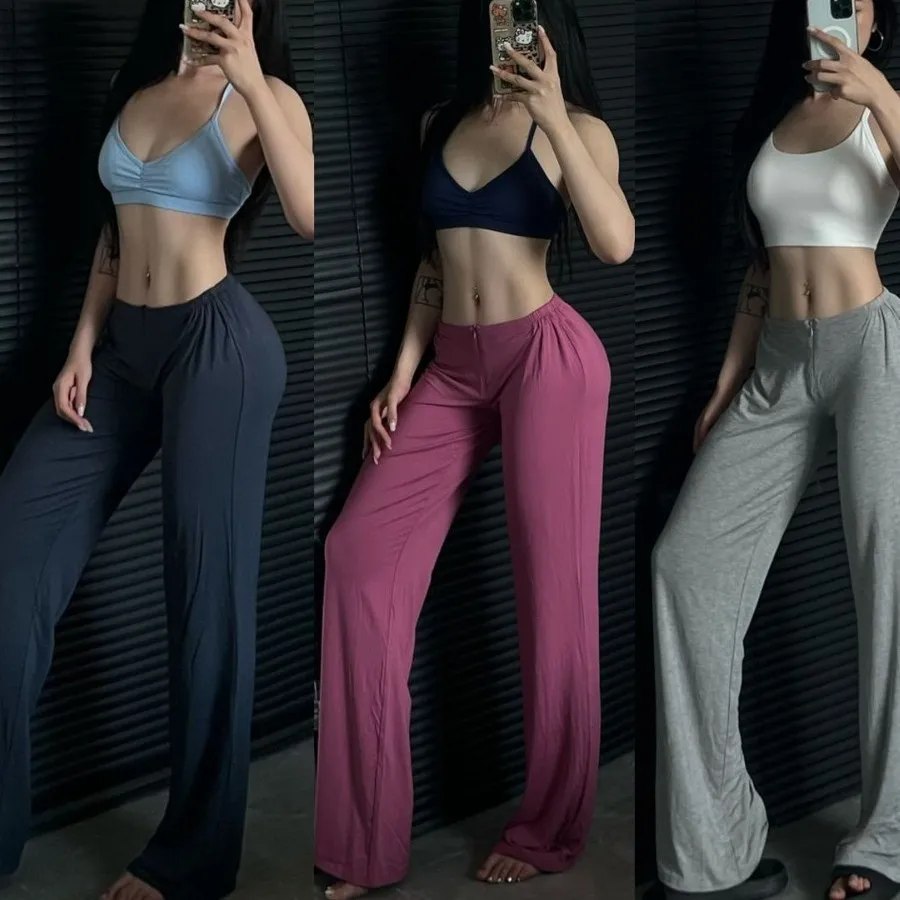 

Girls Comfortable Drape Fitness Yoga Sports Trousers Pure Desire Straight Floor Trousers