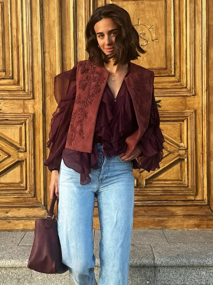 HH Sommer-Strickjacke für Damen, einfarbig, bestickt, Strickjacke, 2023, modisch, weiblich, Wildlederimitat, Rundhalsausschnitt, High Street, Oberbekleidung