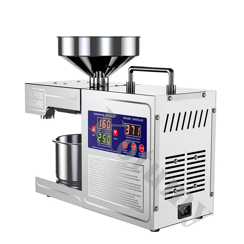 ماكينة ضغط الزيت البارد الأوتوماتيكية 110 فولت/220 فولت، ماكينة ضغط الزيت البارد والساخن، مستخرج زيت بذور عباد الشمس، لوحة العرض الرقمية