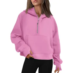 2024 Autumn And Winter New Hooded Zipper Thickened Sweatshirt Tops Loose Zippered Pullover Long Sleeves Sweat European And Ameri