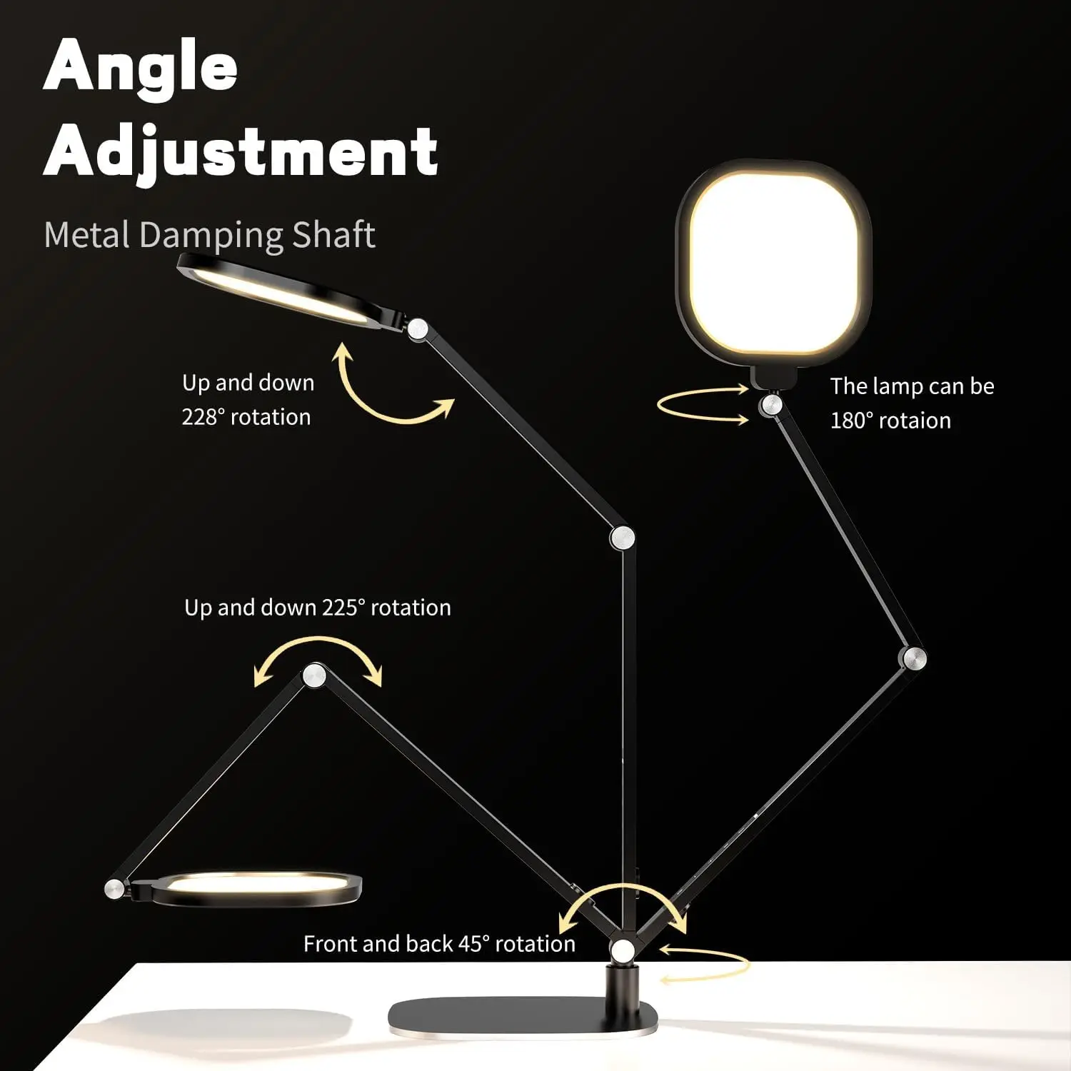 Modern LED Desk Lamp with 3 Color Temperatures, 10 Brightness Levels, Dimmable Memory Timer for Home Office Eye Care