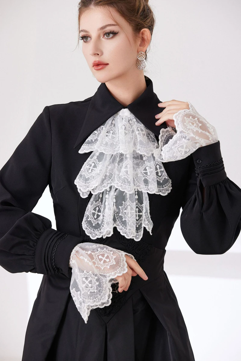 Elegante laço multi-camadas plissado cachecol tribunal colar decorativo destacável colar falso palhaço traje acessórios