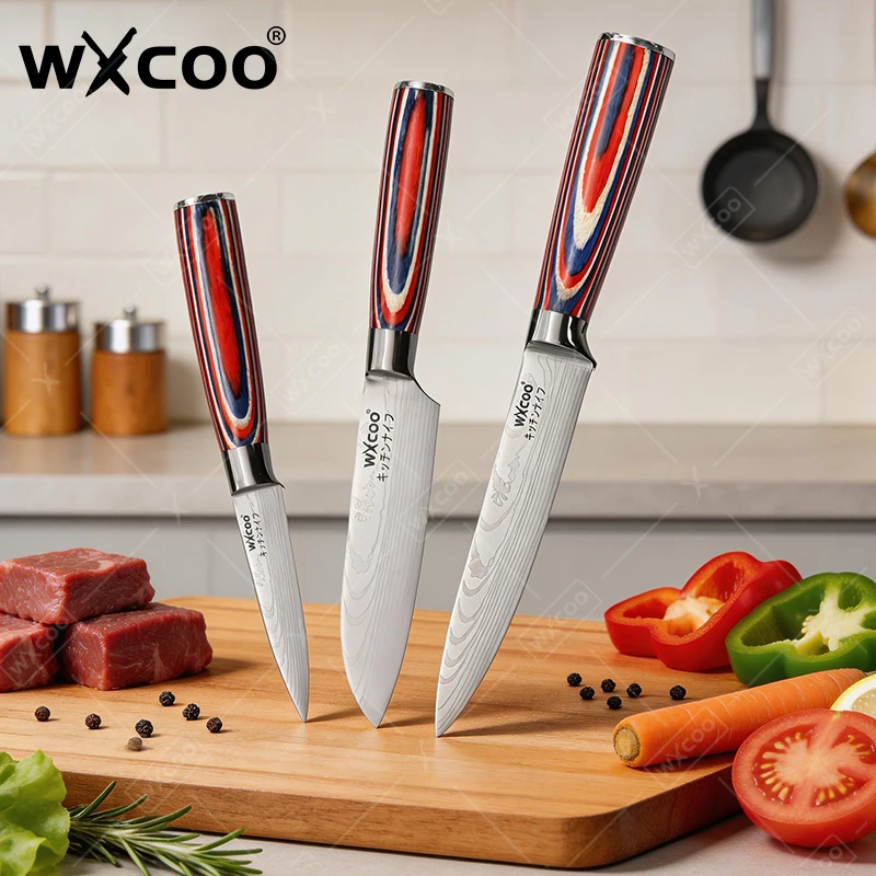 WXCOO Edelstahl-Obstmesser, kleines Ausbeinmesser, Fleischmesser für den Haushalt, zum Schälen von Obst, zum Kochen, zum Schälen von Gemüse, Schneidewerkzeug
