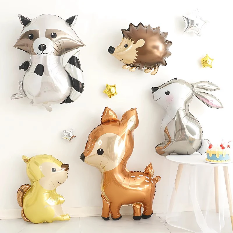 Animal Foil Balloons Rabbit Hedgehog Squirrel Deer Safari Birthday Party Decorations Kids Adult Boy Girl Jungle Globos Supplies