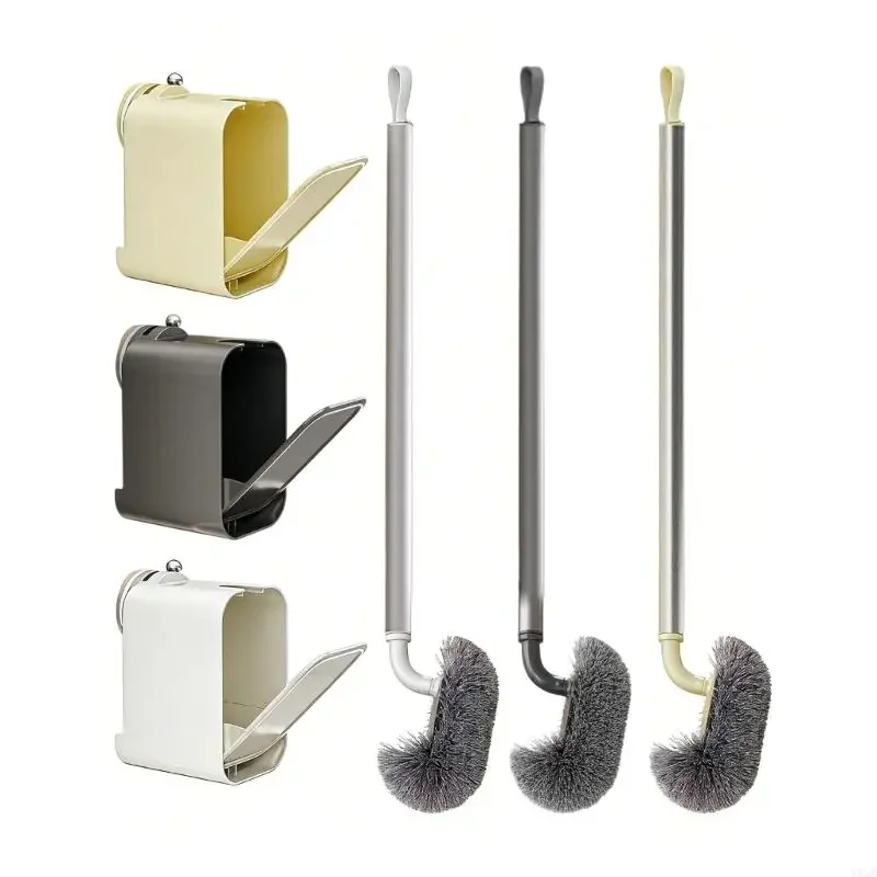 

Ergonomic Toilet Brush with Automatic Opening Holder Simple Installs for Easy Cleaning & Stylish Bathroom Decors