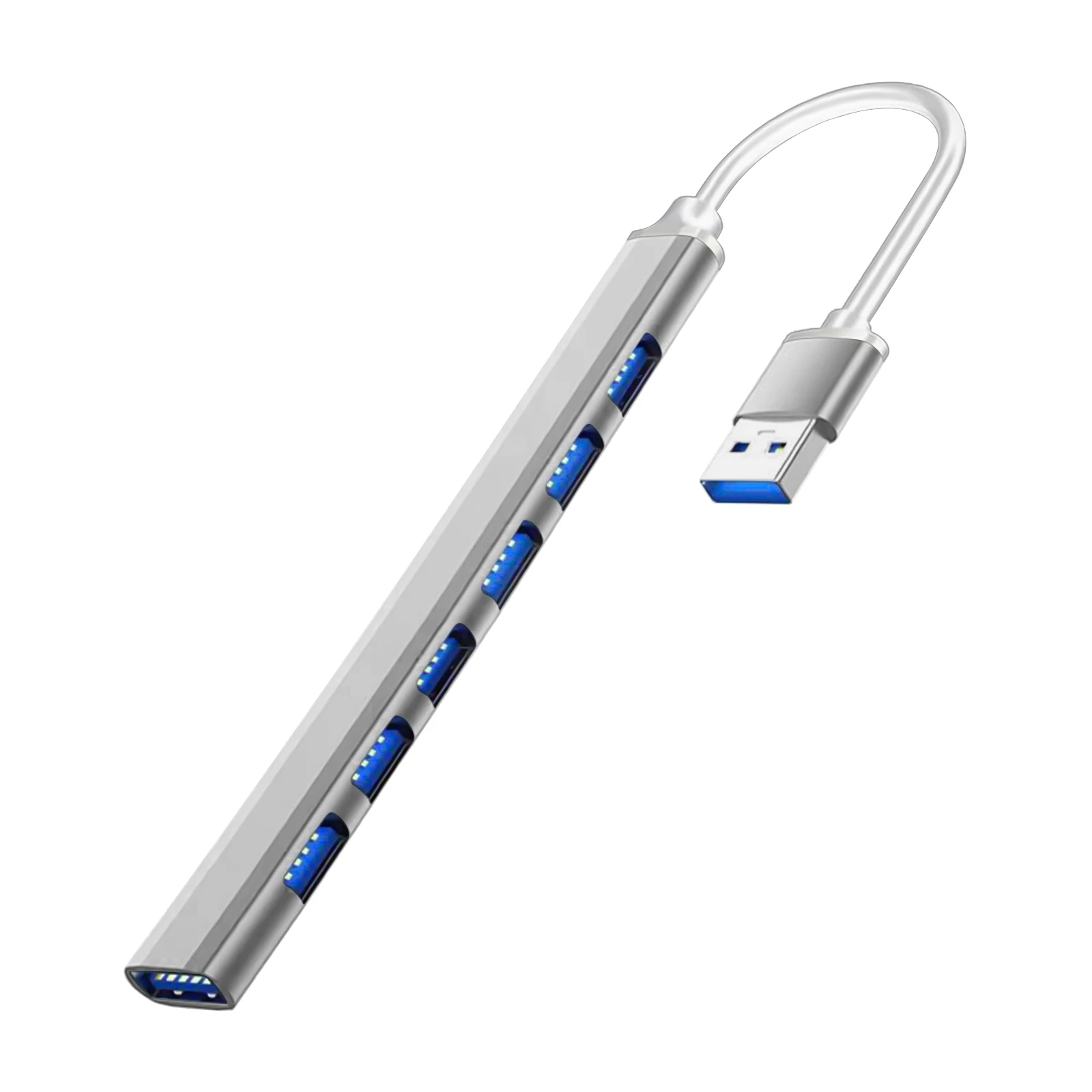 7 Ports USB Slivery